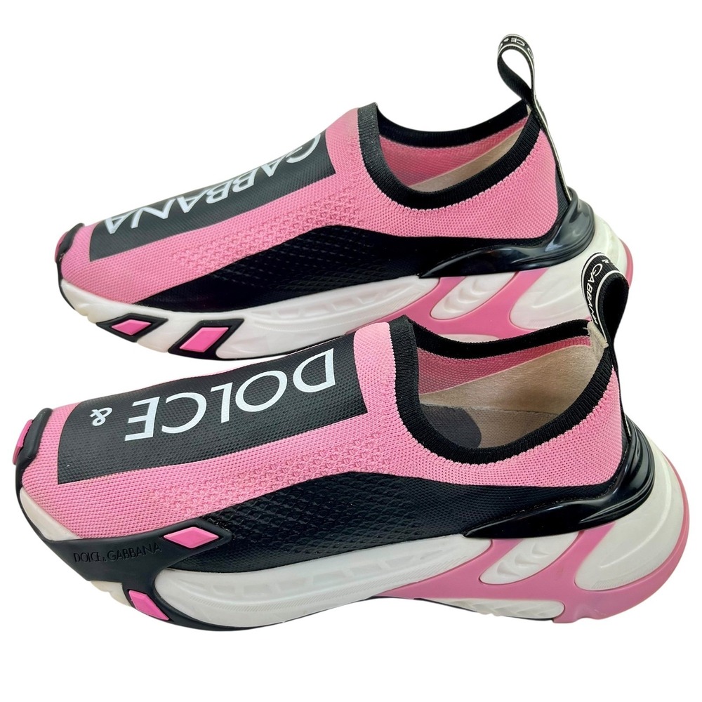 Dolce & Gabbana Sorrento Logo Sneakers Pink Slip On Womens 39.5 Authentic - Picture 2 of 12